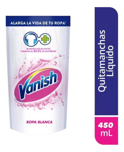 Detergente Liquido Vanish Ropa Blanca 450ml