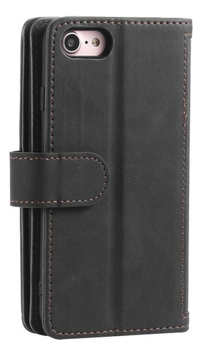 Capa De Couro Preta Com Zíper Para iPhone 16e, À Prova De Ch