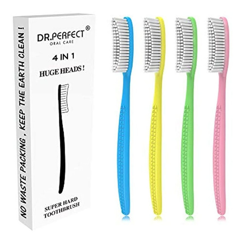 Cepillo Dental Extra Duro, Paquete De 4, Dr. Perfect