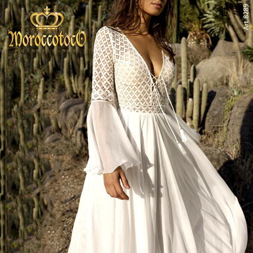 Vestido Largo Encaje Fiesta Novia Civil Importado Art 8289