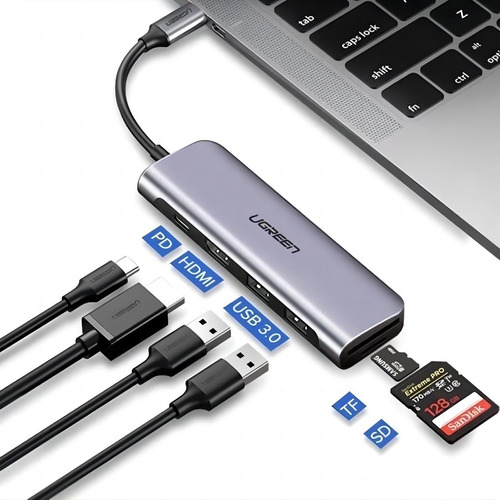 Adaptador Hub Usb C Macbook Hdmi 4k + Usb 3.0 + Sd / Ugreen