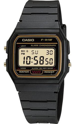 Relógio Casio Unissex Vintage F-91wg Dourado Digital