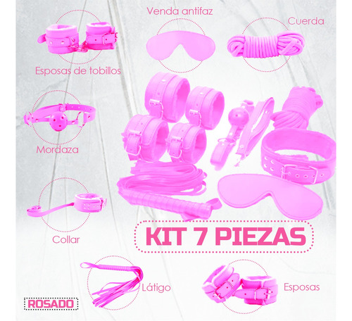 Kit De Bondage Bdsm Para Parejas - 7 Piezas Sexuales - Rosa