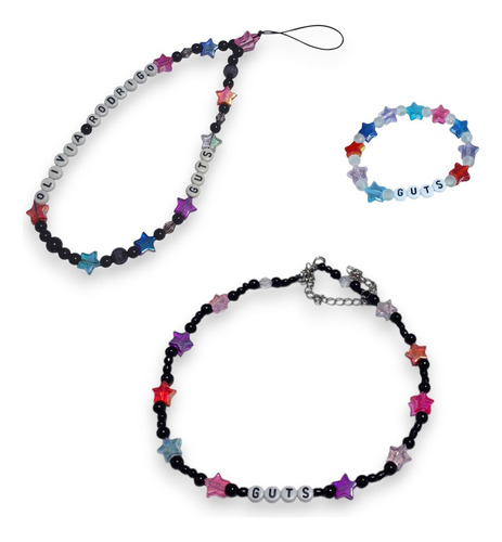 Kit Olivia Rodrigo -3 Itens - Colar + Pulseira + Phone Strap