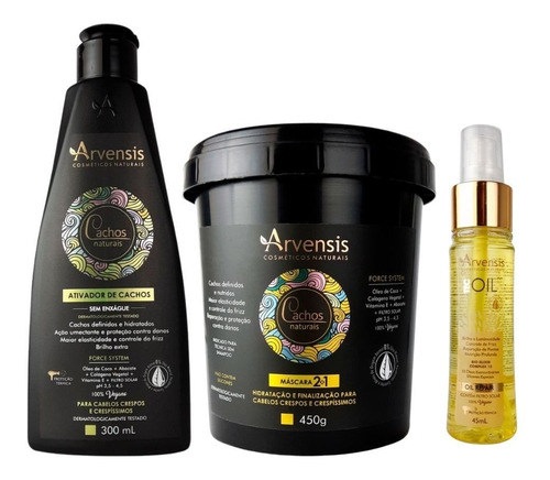 Kit Arvensis Cachos Ativador Crespo E Máscara 2x1 Oil Repair