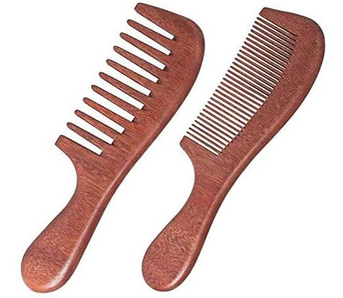 Peines - 2 Pcs Wooden Detangling Comb Set For Women Men Kids