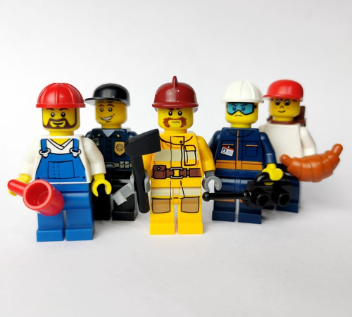 Lego 5 Minifiguras Originales Lote #8 Bombero, Policia Etc.