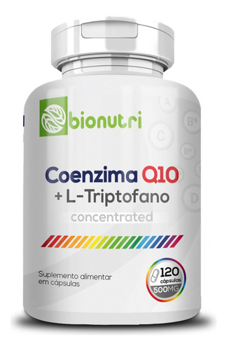 Coenzima Q10 + L-triptofano Ubiquinol Pura 500mg 120 Cáp Sabor Sem Sabor