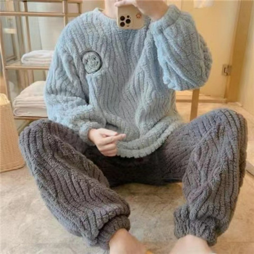 Conjunto De Pijama De Flanela Outono Inverno Para Homens Jac