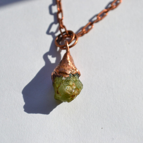 Imagen 4 de 6 de Collar Piedra Preciosa Peridoto Verde Con Cobre, Cod1