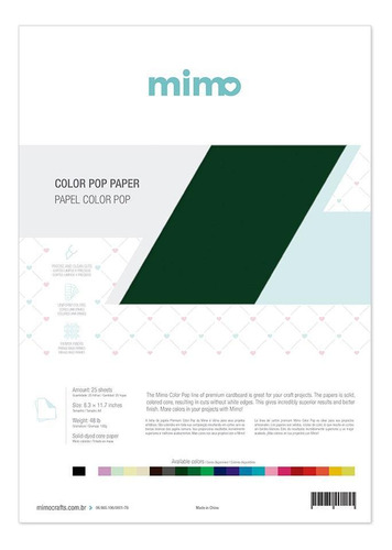 Papel Color Pop A4 180g Verde Oliva Mimo 25 Unidades