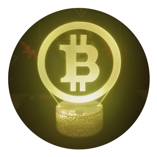 Lampara Mesa Bitcoin Cryptocurrency Base Agrietada + Pilas