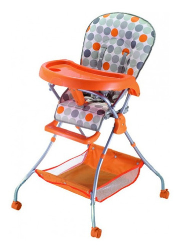 Silla Para Comer De Bebe Con Ruedas Plegable Cinturon 5 Punt