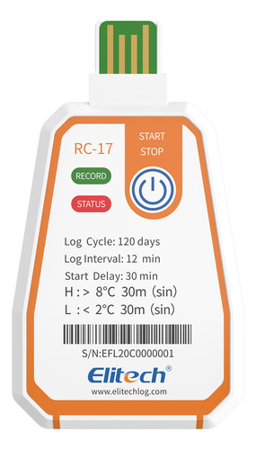 Registrador Dato Temperatura Usb Desechable Indicador Luz 20