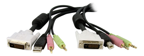 Cable 4 1 Para Kvm Doble Enlace Dvi Usb Audio Microfono