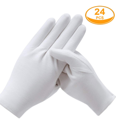 Guantes De Algodón Coyaho Blancos, 12 Pares, Para Inspección