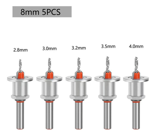 Brocas Avellanadoras De Acero Práctico, 5 Uds., 8mm, Para