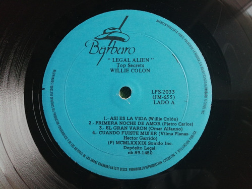 Eam Lp Vinilo Willie Colon The Legal Aliens Top Secrets 1989 (Usado)