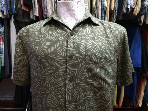 Camisa Hawaiana Verde Tropical Talle S Rayón Hombre -23