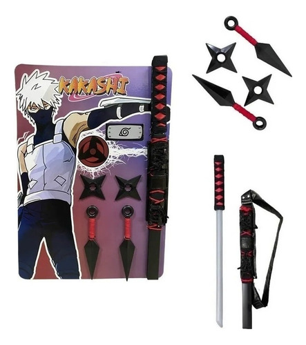 Set De Armas Anime Kakashi Naruto Katana Vincha Y Accs Tts