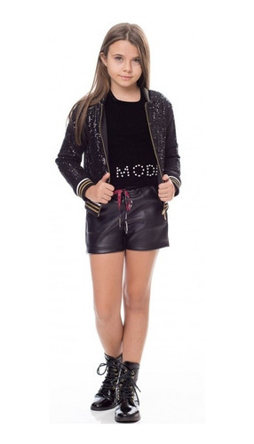 Conjunto Infantil Moda Preto Estiloso Um Mais Um 781049