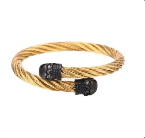 Pulsera De Doble Calavera Hombre Black Gold  2021 Ilx