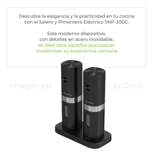 Salero Y Pimentero Electrico Smart-tek Usb Color Negro