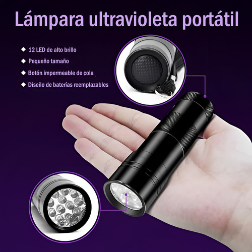 Lanterna Ultravioleta Haimo 12 Led Portátil Lâmpada Uv Luz 3