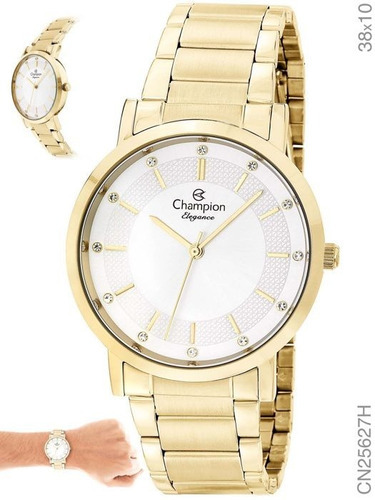 Relógio Champion Feminino Original Cn25627h Com N. Fiscal Cor Da Correia Dourado Cor Do Bisel Dourado Cor Do Fundo Branco