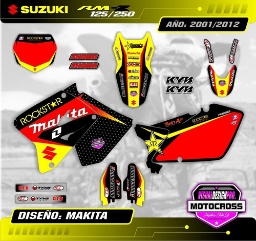 Kit Calcos Grafica - Suzuki Rm 125/250 Año 2001/12