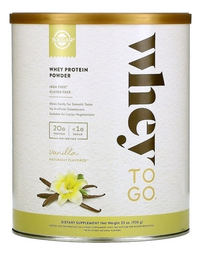 Solgar | Whey To Go | 33oz (936 G) | Vanilla | 36 Servings