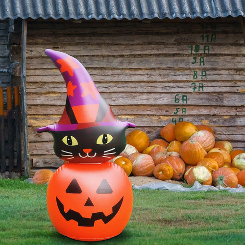 2025 Decoração De Halloween Abóbora Inflável Gato