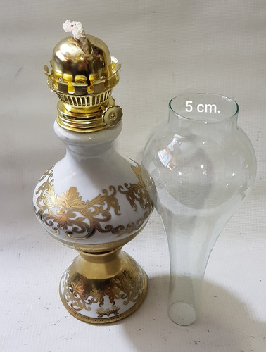 Lámpara De Aceite Porcelana Retro,44 Cm.colección,usable (Usado)