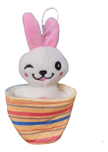 Conejo De Peluche En Canastita Anaranjado Original Importado