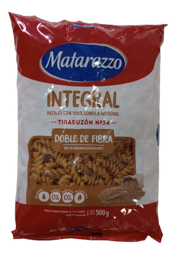 Matarazzo Tirabuzon Integral Doble De Fibra X 500 G