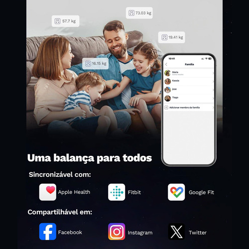 Balança Bioimpedância 8 Eletrodos Corporal Digital Com App
