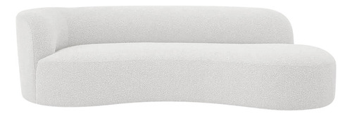 Divã Recamier Orgânico Tokyo 200cm Lado Direito Bouclé Cor Branco