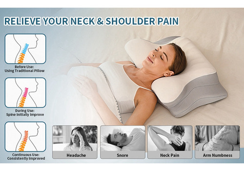Almohada Cervical Para Cuello, Espuma Viscoelástica Ergonómi