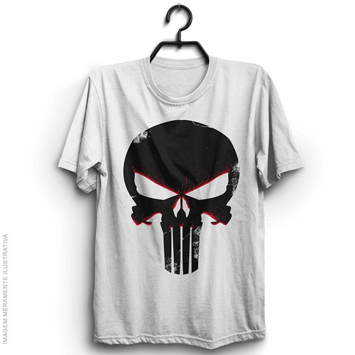 Imagem 1 de 1 de Camiseta Punisher Camisa Justiceiro Blusa De Heróis Branca