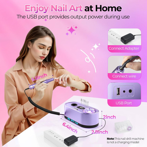 Lima Eléctrica Para Taladro De Uñas: 40000 Rpm Kit De Lima E