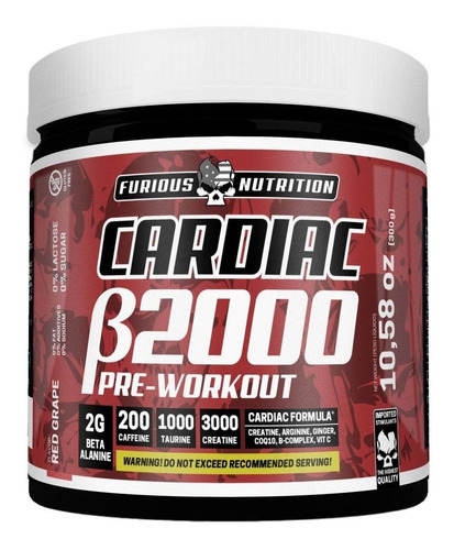 Cardiac B2000 Pre-workout - 300g Red Grape Furious Nutrition Sabor Red Grape