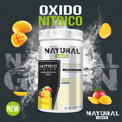 Óxido Nítrico Green Pre Entreno 1kg 200 Servicios Mango