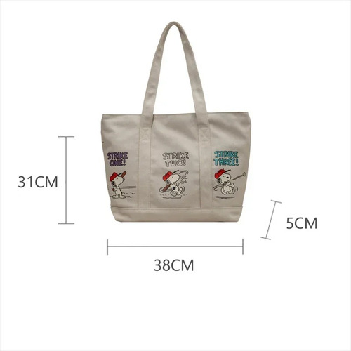 Bolsa Snoopy Peanuts Tote Bag Beige Lisa Np Beige