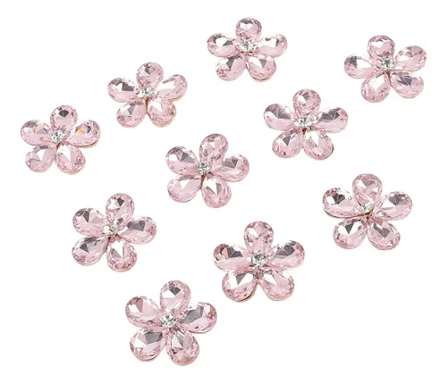 Flor De Strass De Cristal, 10 Peças De Strass, Planas E Lisa