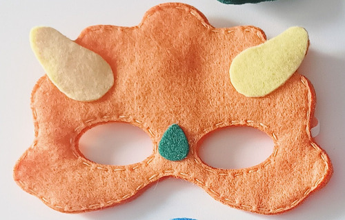 Máscara De Dino Triceratops Para Niños - Moloko Cosas Lindas Naranja Dino Triceratop Naranja
