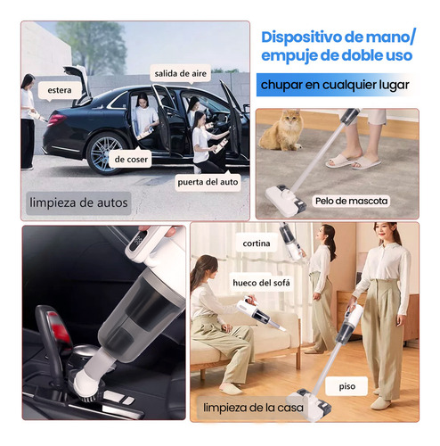 Aspiradora de mano portátil inalambrica 5 In 1 12kpa 200w 660ml con 7 accesorios , puede aspirarse, trapear el piso y soplar aire , para auto y hogar