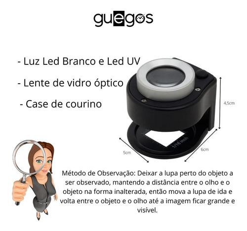 Imagem 5 de 6 de Lupa Conta Fios De Mão Com Lente De Vidro Ótico 30x
