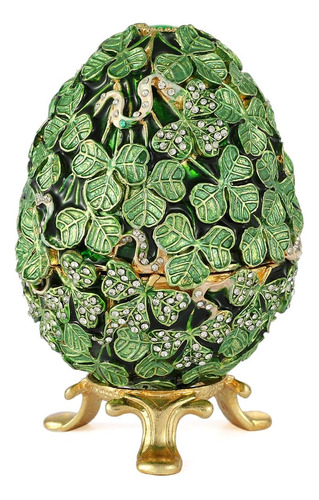 Faberge - Caja De Baratijas Esmaltadas Estilo Huevo Verde Co
