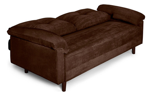 Sofá Cama Branson Makora Beehive De Velvet Color Chocolate