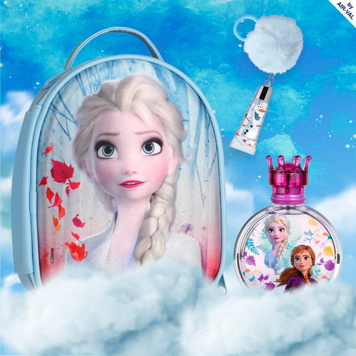 Set De Regalo Frozen Perfume Mochila Y Brillo Con Pompon